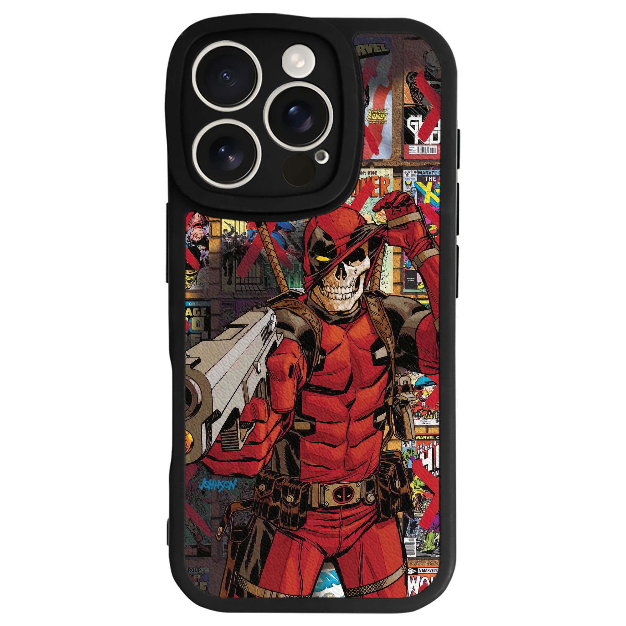 （画像用） Deadpool デッドプール 【iPhone 16シリーズ対応】シリコンスマホケース（レザー調） 材質：シリコン